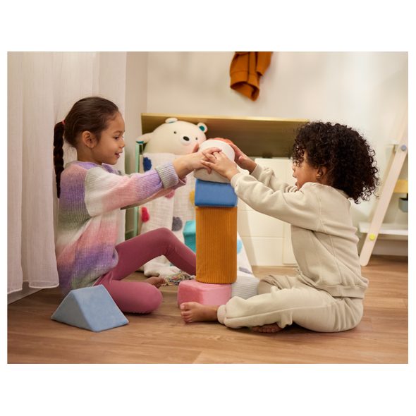 B-TOYS TEXTILNÍ PĚNOVÉ TVARY TUMBLE-Y TOWERS - STAVEBNICE A PUZZLE - PRO DĚTI