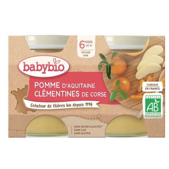 BABYBIO JABLKO S KLEMENTINKAMI 2X130 G - OVOCE/DEZERTY - KRMENÍ