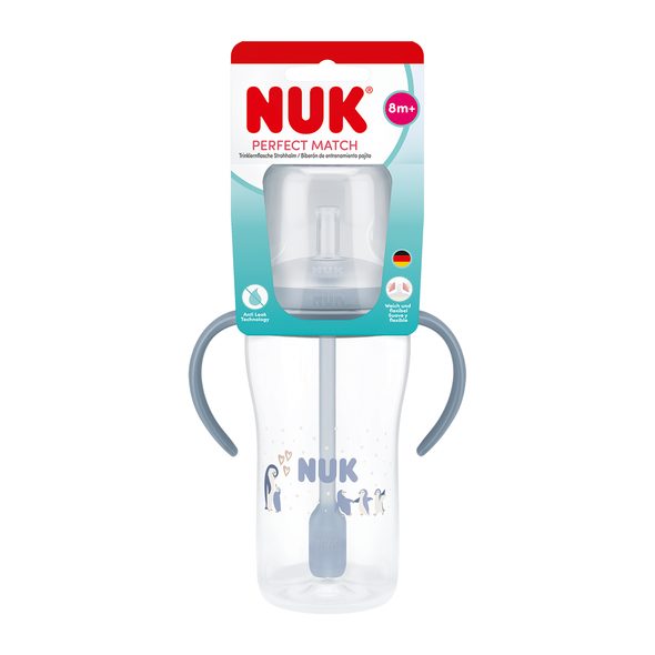 NUK PERFECT MATCH LAHVIČKA NA UČENÍ S BRČKEM PENGUIN 260 ML - KOJENECKÉ LAHVE - KRMENÍ