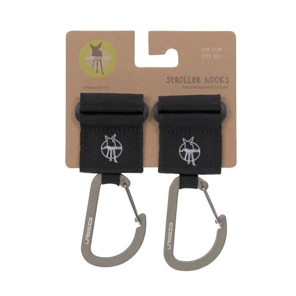 LÄSSIG CASUAL STROLLER HOOKS WITH CARABINER BLACK - LÁTKOVÉ PLENY SKLÁDANÉ - PŘEBALOVÁNÍ