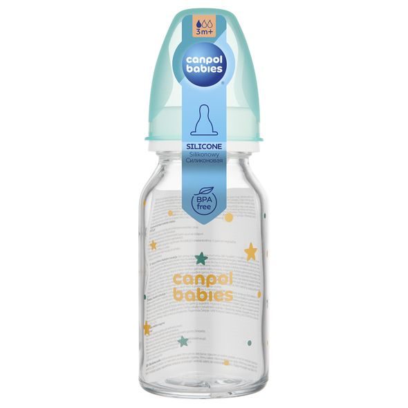 CANPOL BABIES LAHEV SKLENĚNÁ S ÚZKÝM HRDLEM TOYS 120ML - KOJENECKÉ LAHVE - KRMENÍ