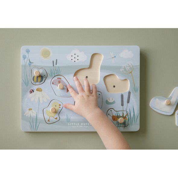 LITTLE DUTCH VKLÁDACÍ PUZZLE SE ZVUKEM DŘEVĚNÉ HUSA - LITTLE DUTCH - PRO DĚTI