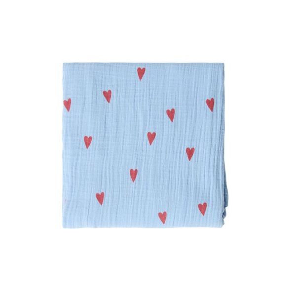 STUDIO NOOS SWADDLE ZAVINOVAČKA PRINT LARGE LIGHT BLUE HEARTS - ZAVINOVACÍ PLENY / OSUŠKY VELKÉ - PŘEBALOVÁNÍ