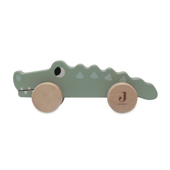 JOLLEIN KROKODÝL NA KOLEČKÁCH DŘEVĚNÝ JUNGLE JAMBO - AUTÍČKA A JEZDÍCÍ - PRO DĚTI