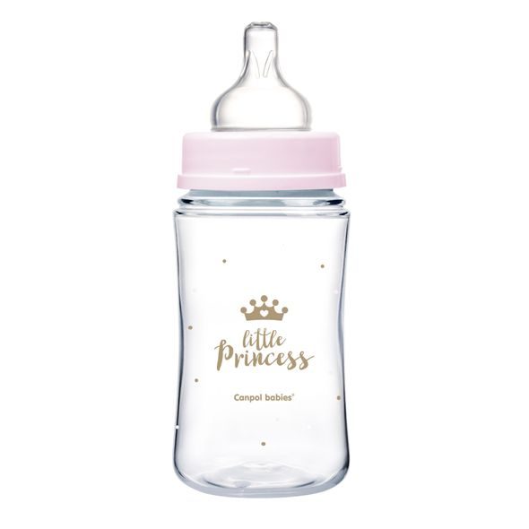 CANPOL BABIES LAHEV SE ŠIROKÝM HRDLEM ROYAL BABY 240ML RŮŽOVÁ - KOJENECKÉ LAHVE - KRMENÍ