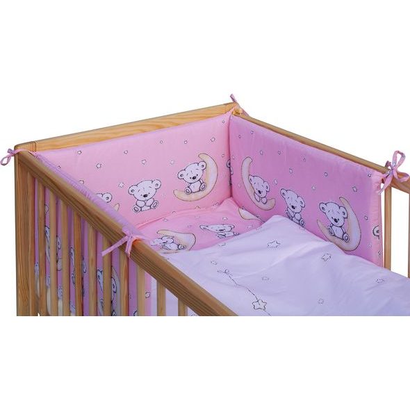 SCARLETT DĚTSKÁ POSTÝLKA S KOMPLETNÍ VÝBAVOU SCARLETT 120 X 60 CM - TORO - RŮŽOVÁ - DŘEVĚNÉ POSTÝLKY - SPINKÁNÍ