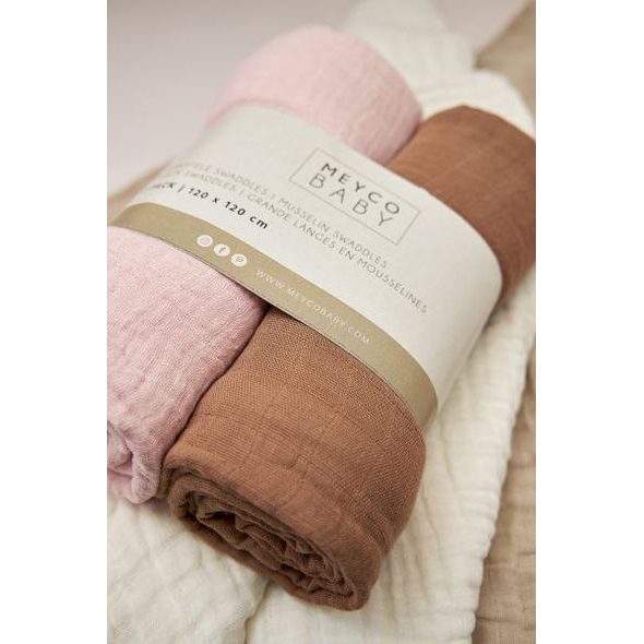 MEYCO MUŠELÍNOVÉ PLENY 2-BALENÍ SOFT PINK/TOFFEE - ZAVINOVACÍ PLENY / OSUŠKY VELKÉ - PŘEBALOVÁNÍ