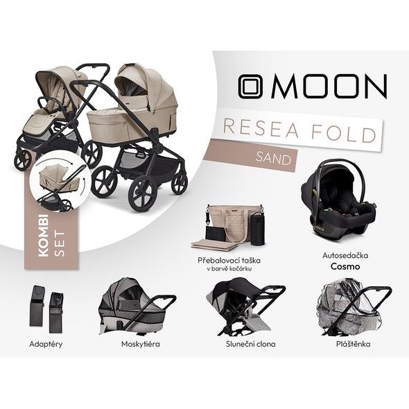 MOON RESEA FOLD KOMBI SET - SAND - KOMBINACE S PŘÍSLUŠENSTVÍM - KOČÁRKY A PŘÍSLUŠENSTVÍ