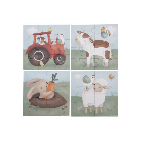 LITTLE DUTCH PUZZLE 4V1 FARMA - STAVEBNICE A PUZZLE - PRO DĚTI