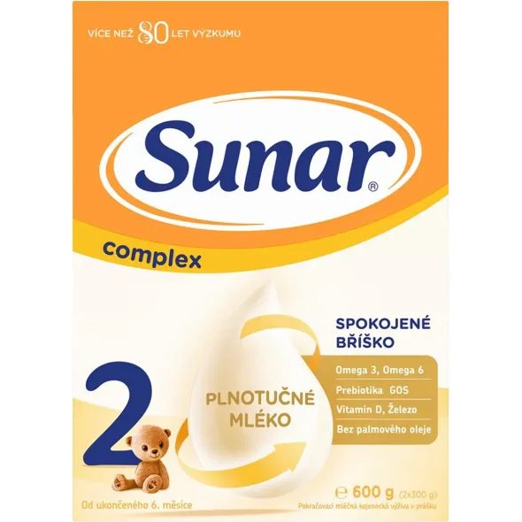 SUNAR COMPLEX 2 MLÉKO POKRAČOVACÍ 600G - KOJENECKÁ MLÉKA - KRMENÍ