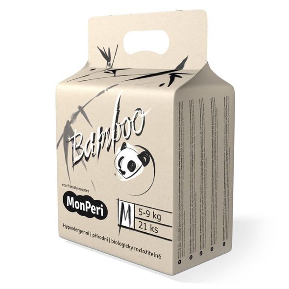 MONPERI BAMBOO M 5-9 KG- 21KS EKO DĚTSKÉ BAMBUSOVÉ JEDNORÁZOVÉ PLENKY (VELIKOST 3) - JEDNORÁZOVÉ PLENY - PŘEBALOVÁNÍ