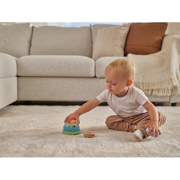 TINY LOVE NASAZOVACÍ KROUŽKY DŘEVĚNÉ FARMERS FUNDAY - STOHOVACÍ HRAČKY - PRO DĚTI