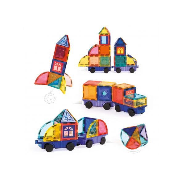 LUDI MAGNETICKÁ STAVEBNICE S AUTY 63 KS - STAVEBNICE A PUZZLE - PRO DĚTI