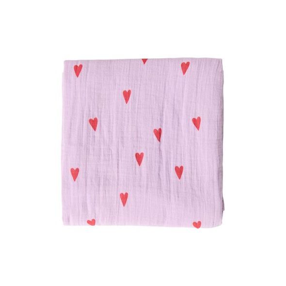 STUDIO NOOS SWADDLE ZAVINOVAČKA PRINT LARGE PURPLE HEARTS - ZAVINOVACÍ PLENY / OSUŠKY VELKÉ - PŘEBALOVÁNÍ