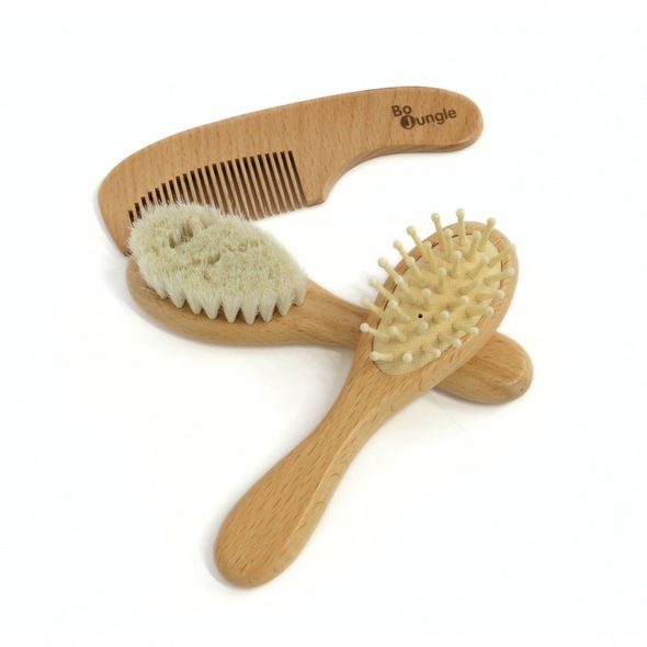 BO JUNGLE SADA DŘEVĚNÝCH KARTÁČKŮ BABY CARE 3KS - ŽÍNKY A HOUBIČKY - KOUPÁNÍ A ZDRAVÍ