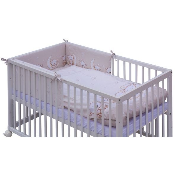 OHRÁDKOVÁ POSTÝLKA S VYNDAVACÍMI PŘÍČKAMI - BÍLÁ - 120X60 CM S KOMPLETNÍ VÝBAVOU TORO BARVA SOUPRAVY: TORO ŠEDÁ - KOŠÍKY A KOLÉBKY - SPINKÁNÍ