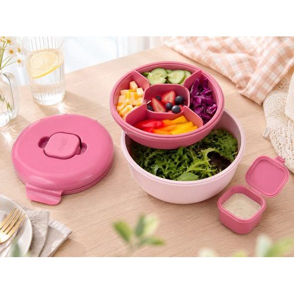 MELII BENTO KRABIČKA NA SALÁT A SVAČINU 1600 ML - RŮŽOVÁ - USKLADNĚNÍ JÍDLA - KRMENÍ