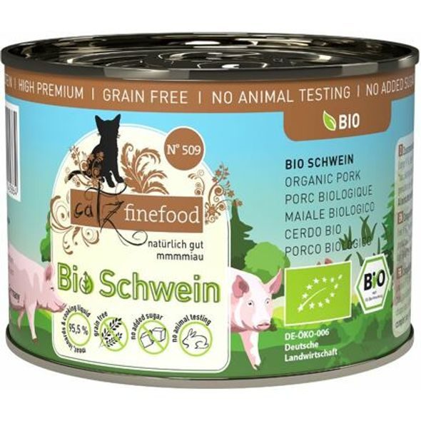 CATZ FINEFOOD KONZERVA CF BIO NO.509 - S VEPŘOVÝM MASEM 200 G - KONZERVY PRO KOČKY - CHOVATELSKÉ POTŘEBY MALVÍKZOO