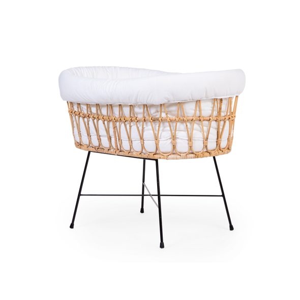 CHILDHOME KOŠÍK NA MIMINKO RATANOVÝ KOVOVÉ NOHY + MATRACE + POTAH JERSEY ECRU - KOŠÍKY A KOLÉBKY - SPINKÁNÍ