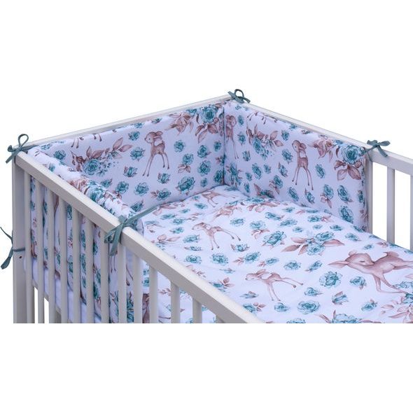 SCARLETT POSTÝLKA 120X60CM S KOMPLETNÍ VÝBAVOU SRNEČEK TYRKYSOVÁ - DŘEVĚNÉ POSTÝLKY - SPINKÁNÍ