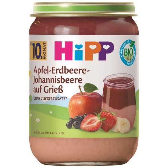 HIPP BIO KRUPIČKA S JABLKY, JAHODAMI A ČERNÝM RYBÍZEM 190G - KAŠE - KRMENÍ
