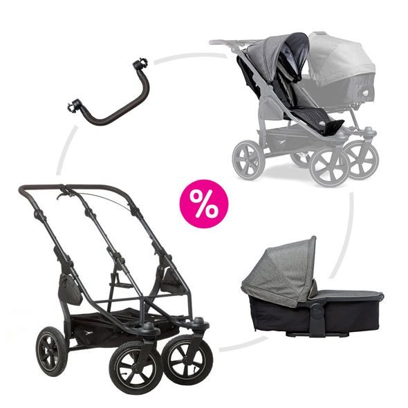 TFK DUO2 AIR WHEEL SOUROZENECKÝ KOČÁREK PREMIUM GREY - KOČÁRKY PRO SOUROZENCE - KOČÁRKY A PŘÍSLUŠENSTVÍ