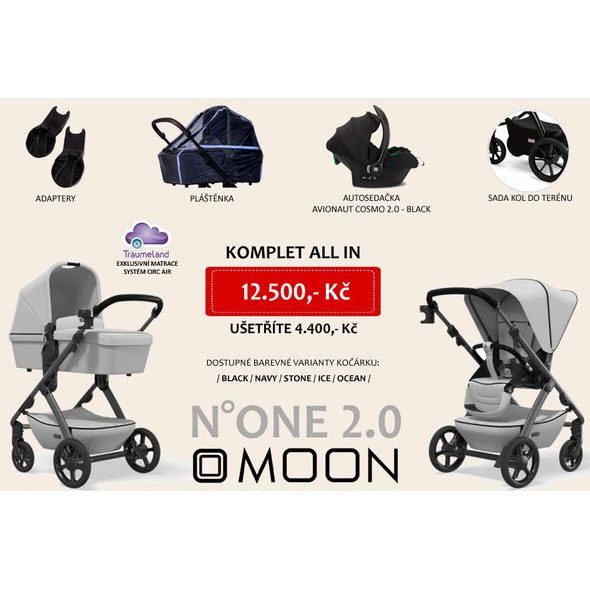 MOON N ONE 2.0 ALL IN - ICE - KOMBINACE S PŘÍSLUŠENSTVÍM - KOČÁRKY A PŘÍSLUŠENSTVÍ