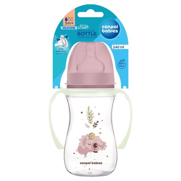 CANPOL BABIES ANTIKOLIKOVÁ LAHEV EASYSTART SLEEPY KOALA 240ML RŮŽOVÁ - KOJENECKÉ LAHVE - KRMENÍ