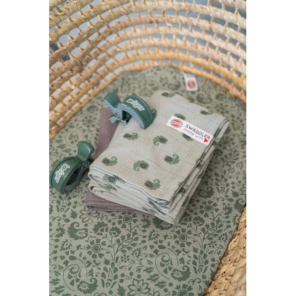 LODGER SWADDLER FLOWER TRIBE 2BALENÍ 120 X 120 CM SILT GREEN - ZAVINOVACÍ PLENY / OSUŠKY VELKÉ - PŘEBALOVÁNÍ