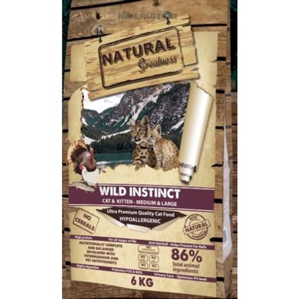 NATURAL GREATNESS RACETA CAT WILD INSTINCT /KUŘE,KRŮTA/ 2 KG - GRANULE PRO KOČKY - CHOVATELSKÉ POTŘEBY MALVÍKZOO