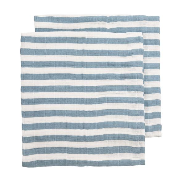 MEYCO MUŠELÍNOVÉ PLENY FAT STRIPE 30X30 CM 2-BALENÍ - JEANS BLUE - ŽÍNKY A HOUBIČKY - KOUPÁNÍ A ZDRAVÍ