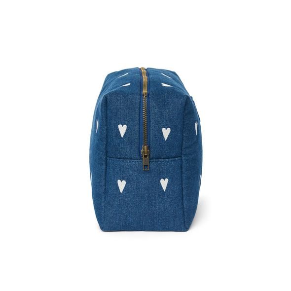 STUDIO NOOS DENIM TOILETRY - TOALETNÍ TAŠTIČKA | HEARTS DARK BLUE WHITE HEARTS - KOSMETICKÉ TAŠKY - PŘEBALOVÁNÍ