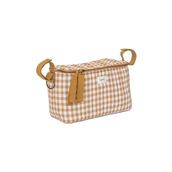 3 SPROUTS ORGANIZÉR NA KOČÁREK PROŠÍVANÝ GINGHAM MUSTARD PRINT - ORGANIZÉRY A KOŠÍKY - KOČÁRKY A PŘÍSLUŠENSTVÍ