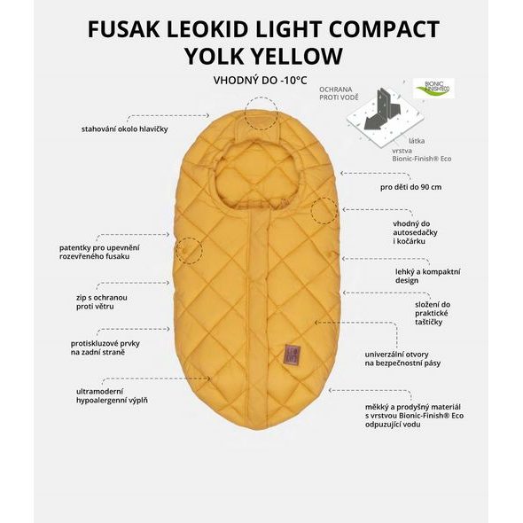 LEOKID FUSAK LIGHT COMPACT YOLK YELLOW - FUSAKY DO AUTOSEDAČKY - AUTOSEDAČKY A PŘÍSLUŠENSTVÍ