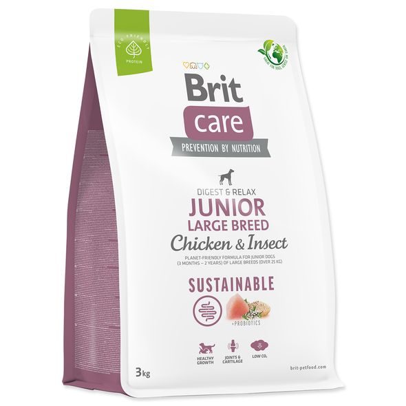 BRIT CARE DOG SUSTAINABLE JUNIOR LARGE BREED 3 KG - GRANULE PRO PSY - CHOVATELSKÉ POTŘEBY MALVÍKZOO