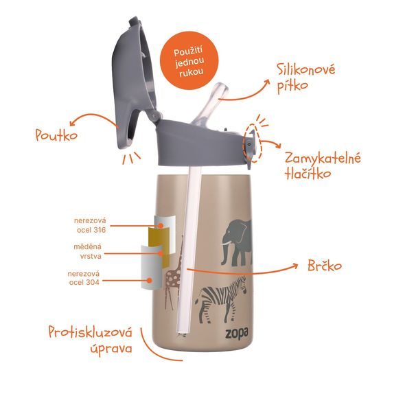 ZOPA TERMOSKA NA PITÍ S PÍTKEM 400 ML - SPORTOVNÍ LAHVE - KRMENÍ