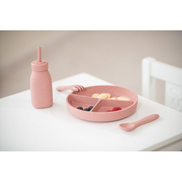 KIKKABOO TALÍŘ DĚLENÝ S PŘÍSAVKOU PLATINUM SILICONE BLUSH - MISKY, TALÍŘKY A PODLOŽKY - KRMENÍ