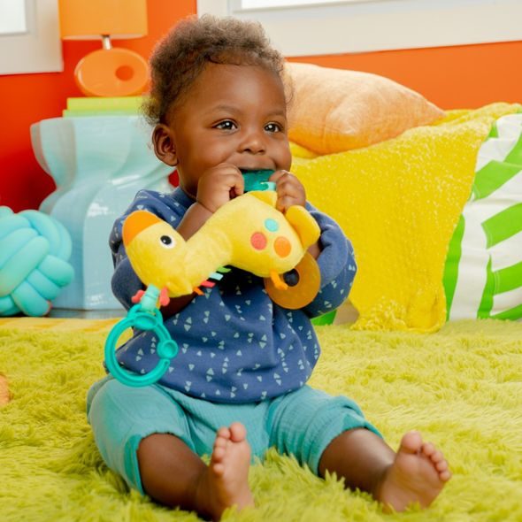 BRIGHT STARTS CHRASTÍTKO/KOUSÁTKO NA C KROUŽKU ŽIRAFA SAFARI SOOTHER™ 0M+ - KOUSÁTKA - PRO DĚTI