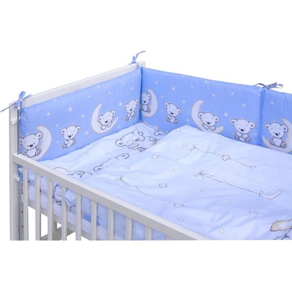 SCARLETT DĚTSKÁ POSTÝLKA S KOMPLETNÍ VÝBAVOU SCARLETT 120 X 60 CM - TORO - MODRÁ - DŘEVĚNÉ POSTÝLKY - SPINKÁNÍ