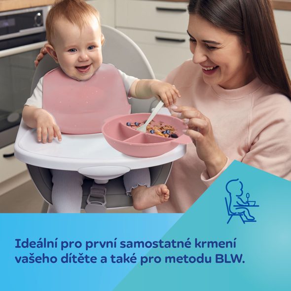 CANPOL BABIES SILIKONOVÁ DĚLENÁ MISKA S PŘÍSAVKOU DOTS 360ML RŮŽOVÁ - MISKY, TALÍŘKY A PODLOŽKY - KRMENÍ