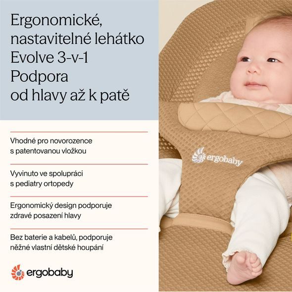 ERGOBABY EVOLVE LEHÁTKO MESH CAMEL - LEHÁTKA A HOUPADLA - SPINKÁNÍ