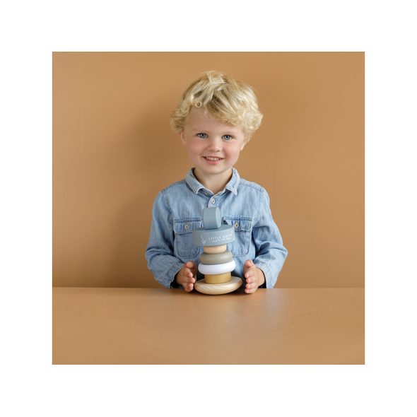 LITTLE DUTCH NASAZOVACÍ KROUŽKY DŘEVĚNÉ OCEAN BLUE - MOTORICKÉ A HRY - PRO DĚTI