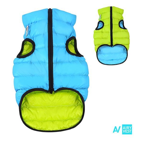 AIRY VEST BUNDA PRO PSY MODRÁ/ZELENÁ M 50 - KOMBINÉZY A BUNDY PRO PSY - CHOVATELSKÉ POTŘEBY MALVÍKZOO