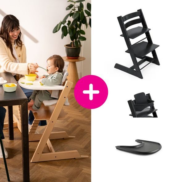 STOKKE® TRIPP TRAPP® + BABY SET + PULT ZVÝHODNĚNÁ SADA - JÍDELNÍ ŽIDLIČKY DŘEVĚNÉ - KRMENÍ