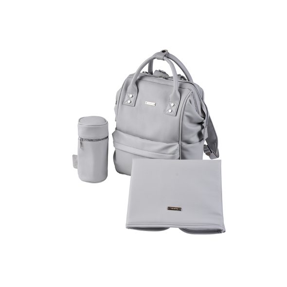 BABABING MANI PŘEBALOVACÍ TAŠKA/BATOH, DOVE GREY LEATHERETTE - PŘEBALOVACÍ TAŠKY - KOČÁRKY A PŘÍSLUŠENSTVÍ