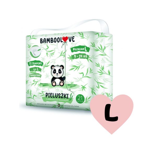 BAMBOOLOVE PLENY JEDNORÁZOVÉ BAMBUS VEL. L 9-14 KG 21 KS - JEDNORÁZOVÉ PLENY - PŘEBALOVÁNÍ