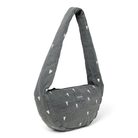 STUDIO NOOS DENIM MINI CROSS BODY BAG GREY HEARTS - ORGANIZÉRY A KOŠÍKY - KOČÁRKY A PŘÍSLUŠENSTVÍ