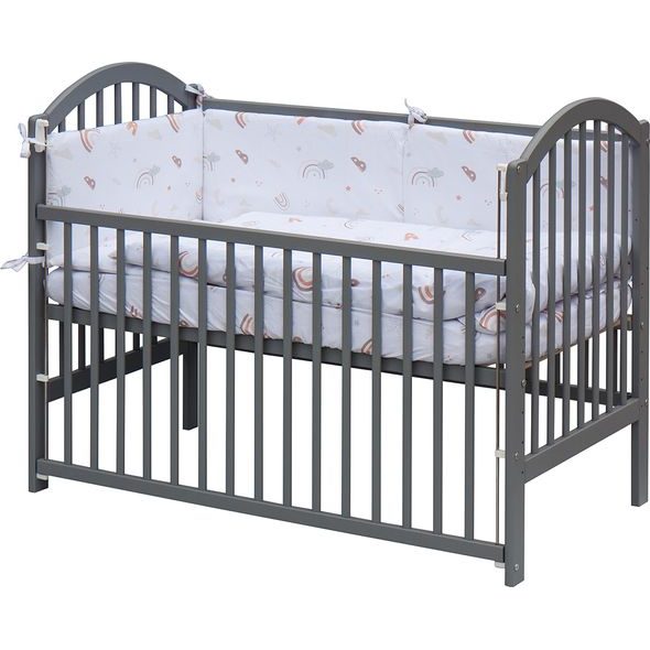 SCARLETT DĚTSKÁ POSTÝLKA S KOMPLETNÍ VÝBAVOU SCARLETT 120 X 60 CM ŠEDÁ - MONTA - DŘEVĚNÉ POSTÝLKY - SPINKÁNÍ