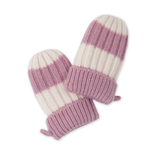 LODGER RUKAVICE STRIPE MERINO MAUVE VEL. 0 - 12 MĚSÍCŮ - RUKAVIČKY, ŠÁTKY, NÁKRČNÍKY - PRO DĚTI
