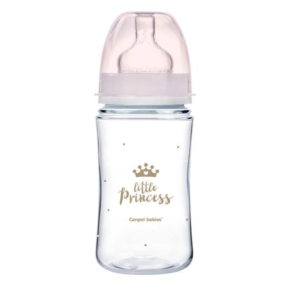 CANPOL BABIES LAHEV SE ŠIROKÝM HRDLEM ROYAL BABY 240ML RŮŽOVÁ - KOJENECKÉ LAHVE - KRMENÍ